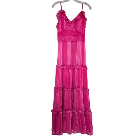Beulah Style Pink Ruffle Sleeveless Maxi Dress Size Large - Picture 2 of 14